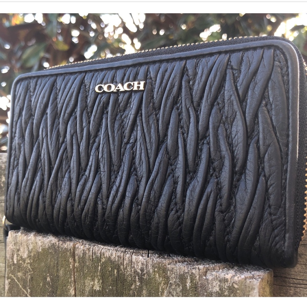 Coach Black Leather Vine Gathered Bag & Wallet Set - Picture 3 of 8
